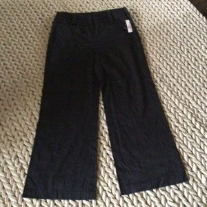 Larry Levine Black Wide Leg Pinstripe Trousers